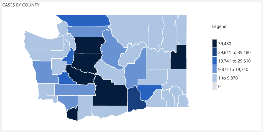 Map of Washington State COVID cases by county taken in December 2021